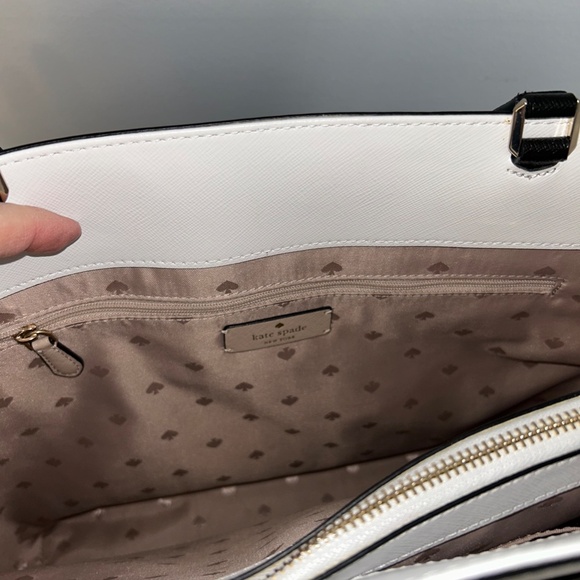EUC Kate Spade | Large Leather Staci Tote bag | Colorblock Tan & White - Picture 6 of 9
